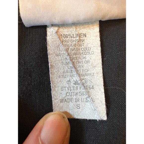 La Fixsun Womens Black Linen Button-Down Shirt S Extreme Oversized - Picture 3 of 4